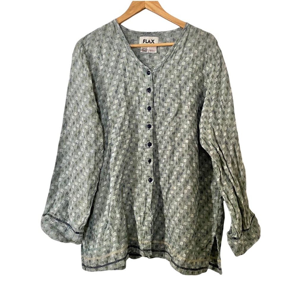 Flax Patterned Button Down Shirt - image 1